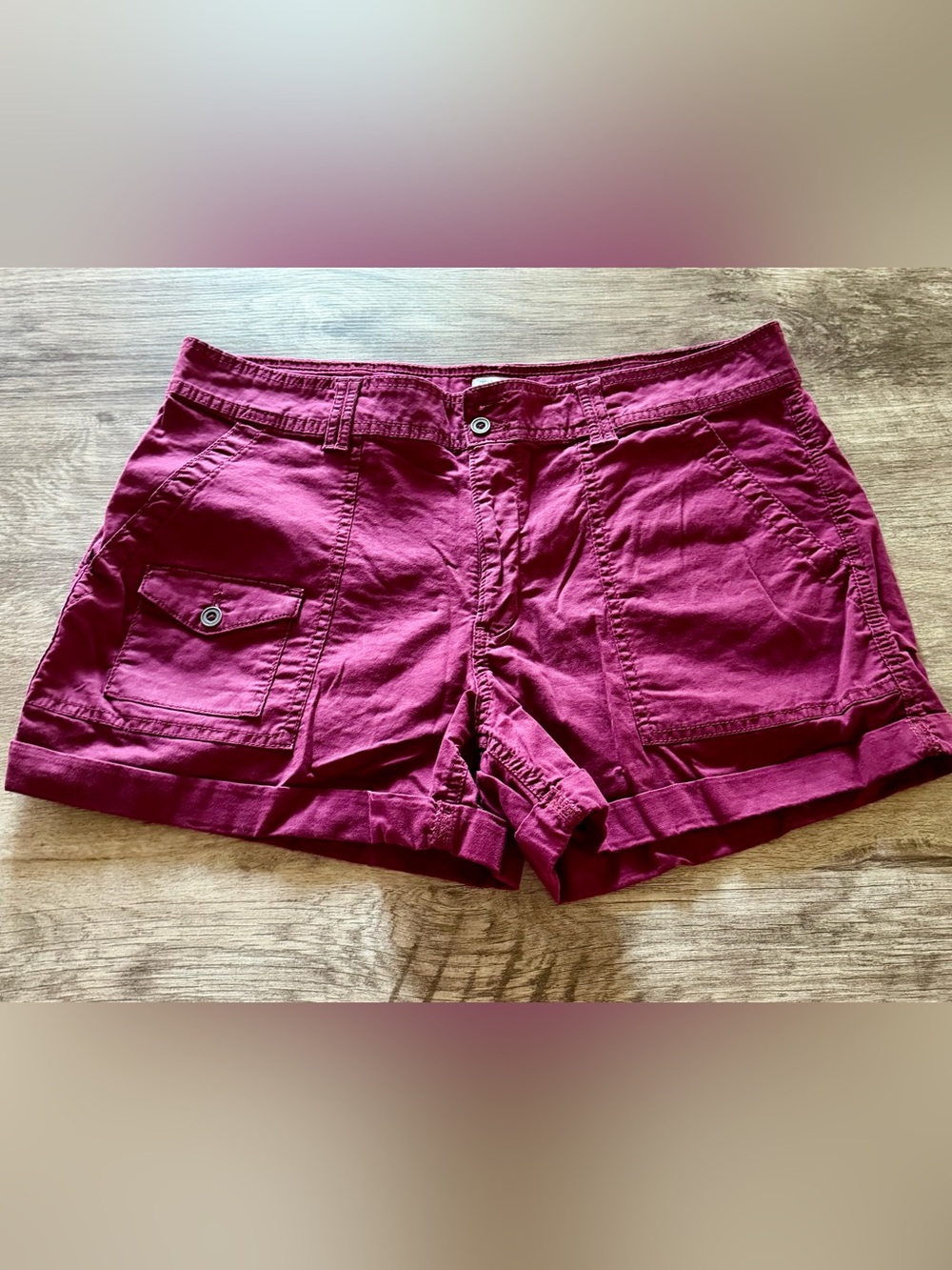 Women’s Cotton Utility Shorts in Berry